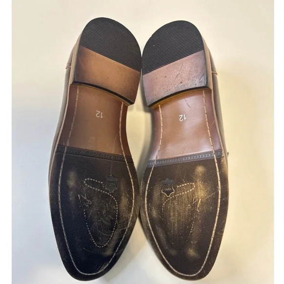 Mens Tassel Loafers Size 12 Brown Leather Dress Shoes Unbranded - Picture 6 of 6